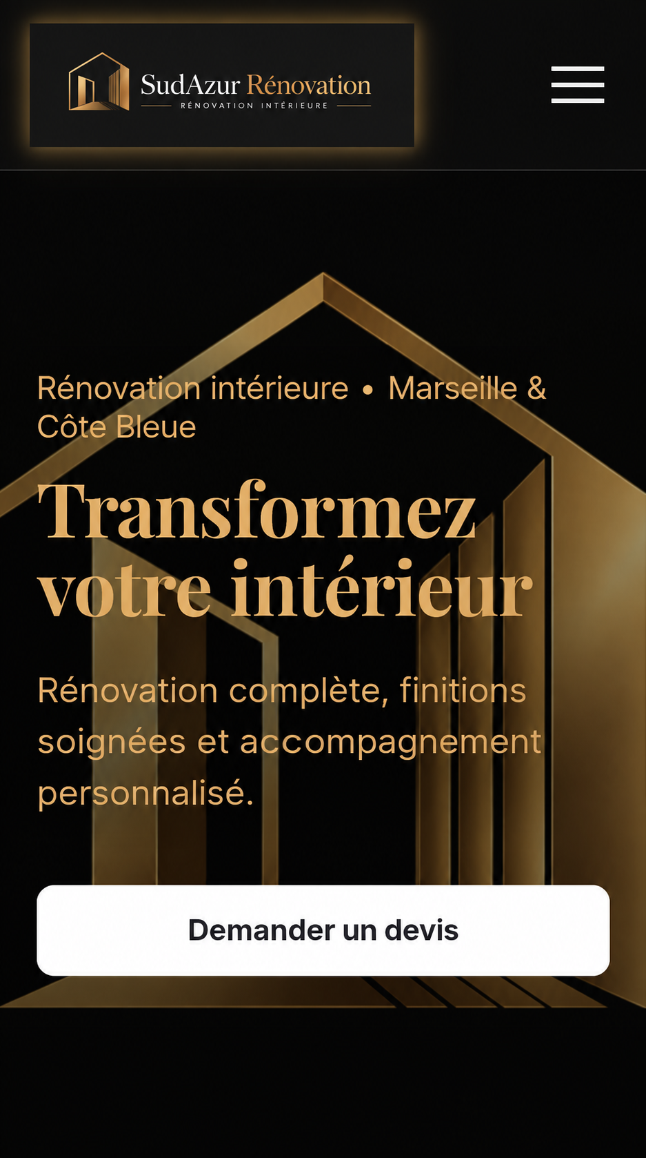 Capture du site SudAzur Rénovation